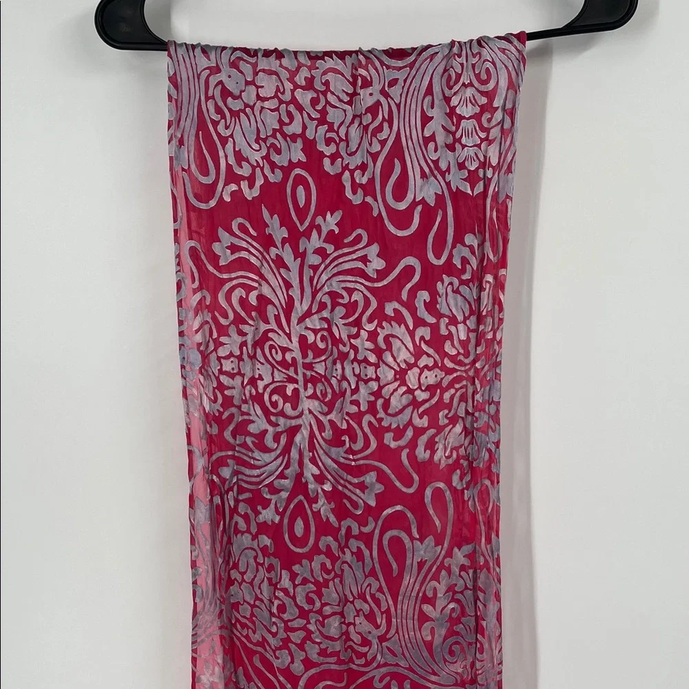 Pink and Silver Filigree Scarf Wrap